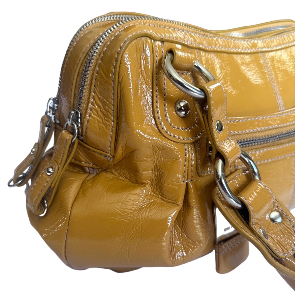 Nine West Mustard Shiny Faux Leather Handbag - Picture 3 of 7